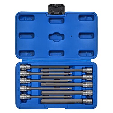 CASOMAN 10 Pieces 38 Inch Drive Long Hex Bit Socket Set 116 Inch to 12 Inch SAE Extra Long Allen Hex Bit Socket Set CRV and S2 Steel