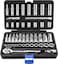 EPAuto 45 Pieces 38 Drive Socket Set with 72Tooth Pear Head Ratchet