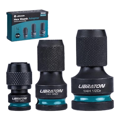 Libraton 14 14 HEX Adapter Impact Socket Adapter QuickChange Bit Holder CRMO Hex Shank Adapters 3PCs 12 38 14 Drive Adapter Drill Socket Adapter Female Socket Converter Set
