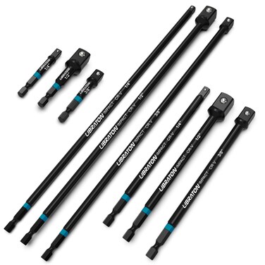 Libraton 9PCS Impact Socket Adapter Set 3 6 12 Drill Socket Adapter 14 38 12 Socket Driver Adapter Drill Socket Adapter Extension Adapter Power Drill to High Torque Impact Wrench