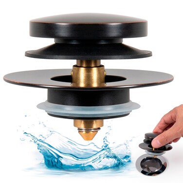 Evoring Universal Tip Toe Bathtub Drain Plug  Stopper  Easy Install Designed to DoItYourself  Replaces Bare Drains TipToe Lift  Turn and More Oil Rubbed Bronze