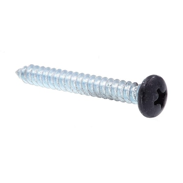 PrimeLine 9155379 Sheet Metal Screws SelfTapping Pan Head Phillips Drive 10 X 112 in Zinc Plated Steel With Black Head 25Pack