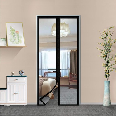 Transparent Insulated Door CurtainMagnetic Thermal Door Cover Screen Door SelfClosing Privacy Screen Door Hands Free for Patio Kitchen Bedroom Air Conditioner Room Fits Doors up to 34 x 80