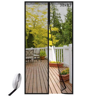 YUJUNHMZZ Magnetic Screen Door Mesh Hands Free Mesh Partition Pet and Kid Friendly  Easy to Install Magnetic Closure Black 38x 83