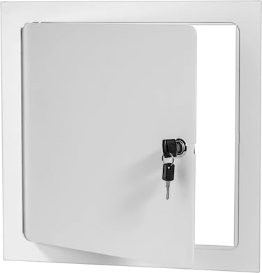 Premier 5000 Series Commercial Grade Steel Access Door 18 x 18 Flush Universal Mount White Keyed Cylinder Latch