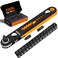 KSEIBI 18 Pcs 14 Drive Mini Ratchet Wrench Set Right Angle Screwdriver Bits with Storage Box 18PCs Slim Ratchet