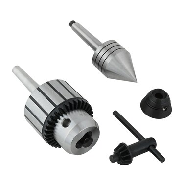 PSI Woodworking LACB1 Drill Chuck and Live Center Lathe Accessory 1MT Bundle 1 Morse Taper