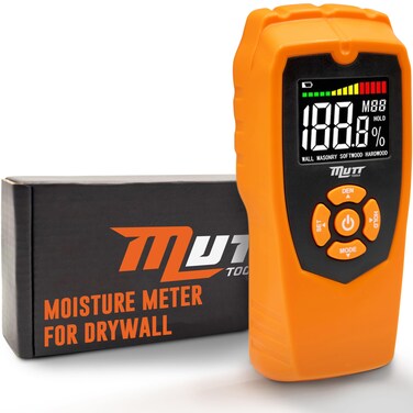 AMERICAN MUTT TOOLS Pinless Moisture Meter  NonDestructive Wood Moisture Meter for Walls Drywall Wood and Masonry  Moisture Detector for Walls Moisture Meter Drywall Pinless Moisture Sensor