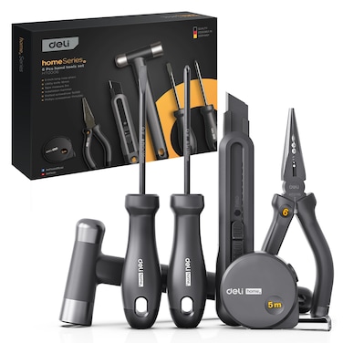 deli Tools Set Basic Household Tool Kit with Elegant Gift Package Sleek and Stylish Tool Set for Home Garage Apartment Dorm New House Holiday gift Gift for Man Women Children Black