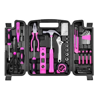 SOLUDE 206Piece Pink Tool SetBasic Home Tool Kit for Women Girls LadiesHousehold Hand Toolkit for Apartment Garage Office College Dorm  DIY Projects