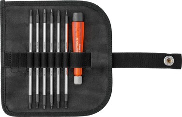 PB Swiss Tools Mini Screwdriver Set PB 513  100 Swiss Made  6piece Screwdriver Set with Duplex Interchangeable Torx Philipps Slotted Blades in Compact Leather RollUp Case