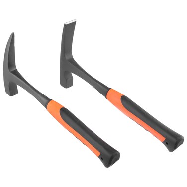 FUNSUEI 2 PCS Small Rock Pick Hammer All Steel Rock Pick Set Flat and Pointed Head Geologist Pick Hammer with Nonskid Handle Masonry Pick Hammer for Mining Prospecting 28oz 30oz