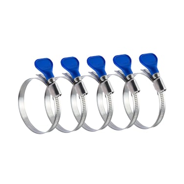 POWERTEC 70127 212 Inch Key Hose Clamp  Stainless Steel 25 Thumb Screw Dust Collector Hose Clamps  5 Pack 212Inch