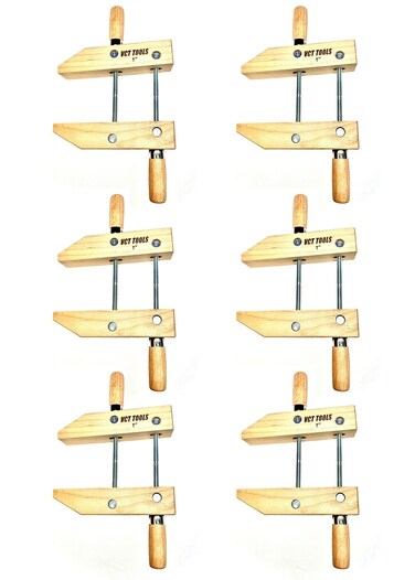 VCT 7 Inch Wooden Handscrew Clamp Hand Screw Clamps for Woodworking 6 Pack