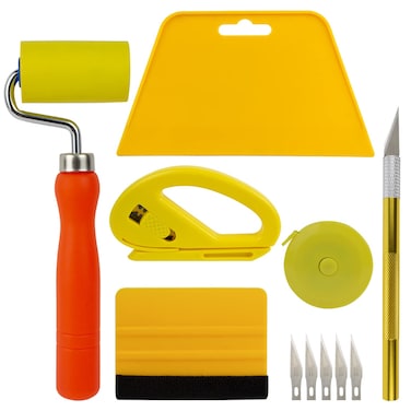SPEALLOY Wallpaper Tools Kit Wallpaper Smoothing Tool Vinyl Tool Wallpaper Squeegee Seam Roller Tape Measuresnitty Vinyl Cutter and Craft Knife with 5 Replacement Blades for Vinyl Wallpaper