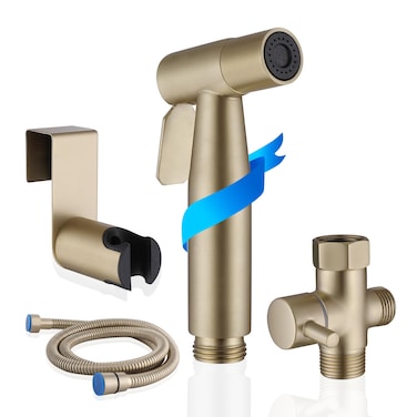 BLNSPRAYER Bidet Sprayer for Toilet Handheld Bidet Sprayer Kit EasytoInstall Toilet Bidet Sprayer Set Hand Held Stainless Steel Bidet with Adjustable Flow Cloth Diaper SprayerBrushed Gold