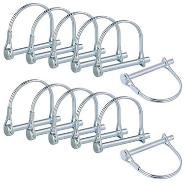 SuperMMarK 12Count Wire Lock Pins 14 Inch Heavy Duty Safety Coupler Pin Shaft Locking Pto Hitch Pin with Round Arch Wire Retainer for Farm Trailers Lawn Garden
