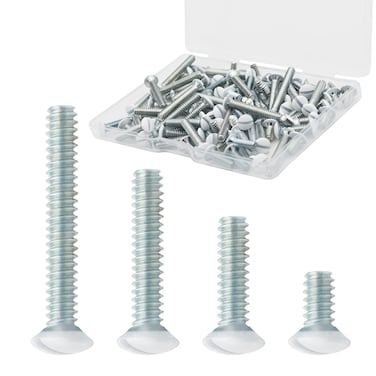 Taezn 100 Packs Wall Plate Screws Outlet Cover Screws 4 Length Sizes 632 Thread Switch Plate Screws Perfect Replacement for Wall Outlet Screws Light Plate Screws White Screws for Wall Plate etc
