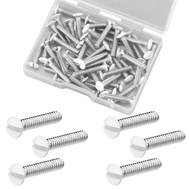 AIEX 50Pcs 34 Inch Long 632 Thread White Wall Plate Screws Outlet Cover Screws Switch Cover Screws Replacement Wall Plate Screws Electrical Screws