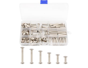 LBY 120pcs Phillips Chicago Screws Binding Screw PostsM5 x 1015 2025 3035mm Book ScrewsBinding Barrels and Screws Assortment Kit for Leather Saddles Purses Belt RepairNickelPlated