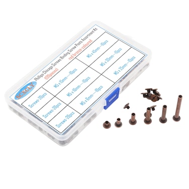 SCXCLY 120pcs Chicago Screws Binding Screw Posts Assortment Kit 6 SizesM5 x 61015253045mm Plating Red BronzeColoured