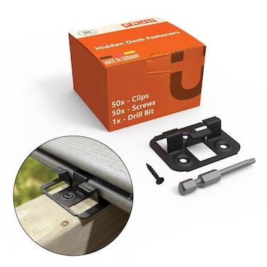 Frh Building Systems Hidden Deck Fastener for Composite  PVC Deck Boards Including Screws 50pcs Galvanized Steel 0334