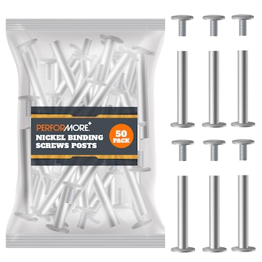 Performore 50 Pack of Chicago Screw Post Binding Screws 30mm Nickel Plated Metal Screw Posts for Scrapbooking Photo Albums Binding Leather Repair