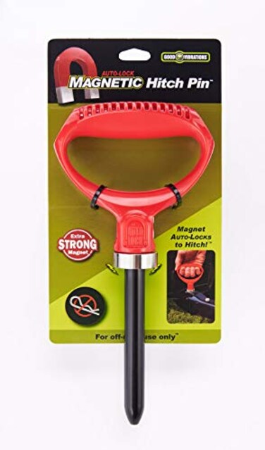 Magnetic Hitching Pin  AutoLocks to Hitch  No Cotter Pin Needed  Hitch for Boat Trailer Snow Machines Gardening Carts and More  Made of HeavyDuty Cast Steel With PowderCoated Finish