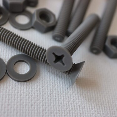 20 x Grey Countersunk Screws Polypropylene PP Plastic Nuts and Bolts Washers M6 x 40mm Acrylic Water Resistant AntiCorrosion Chemical Resistant Gray 1564 x 13764