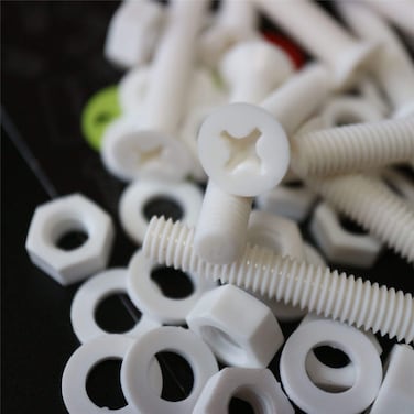Caterpillar Red 20 x White Countersunk Screws Polypropylene PP Plastic Nuts and Bolts Washers M6 x 40mm Acrylic Water Resistant AntiCorrosion Chemical Resistant 1564 x 1 3132