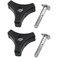 AYLIFU 2PCS Lawn Mower Handrail Handle Screws Black Plastic Triangle Handle Knob Nut Screws for Mower