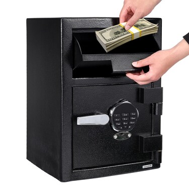 Towallmark Depository Drop Safe Box for Business 137 X 157 X 192 AntiTheft Money Drop Box with Digital Keypad Fireproof Drop Slot Safes with Front Load Drop Box for Money and Mail Church