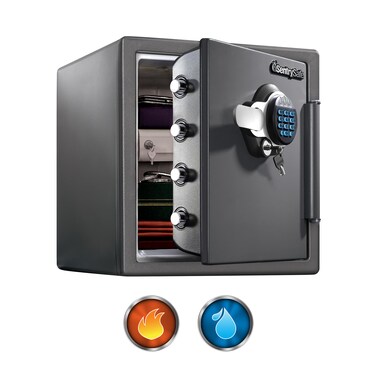 SentrySafe Waterproof and Fireproof Alloy Steel Digital Safe Box for Home with Code Button Keypad 123 Cubic Feet 178 x 163 x 193 Inches exterior SFW123GDC