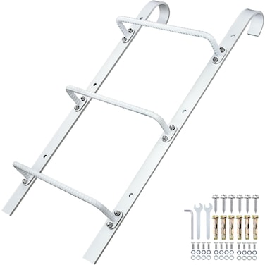 Zwinz 3Rung Window Well Ladder Hooked Heavy Duty Steel Fire Escape Ladder PowderCoated Basement Egress Window Ladder Wall Mounted Ladder 342 Lx179 W White