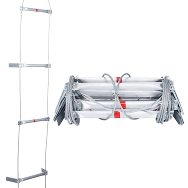 ybaymy Fire Escape LadderEmergency Fire Escape Ladder 2 Story 164FT with 2 Hooks Homes Reusable Compact  Portable External Ladder for Windows and BalconyAluminum Alloy