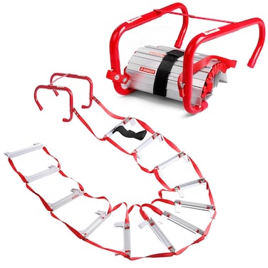 SIMEFUL Fire Escape Ladder Emergency Fire Ladder 2 Story Window Escape Ladders Extends to 15Feet with AntiSlip Rungs for Homes