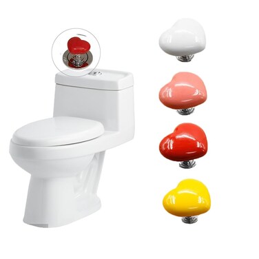 UtySty 4 Pack Toilet Press Button Heart Shape Decoration Toilet Tank Flush Valve Water Sticky Push Handle Nail Protector Auxiliary Presser for Water Saving Manicure Savor WC Bathroom Gadgets Decor