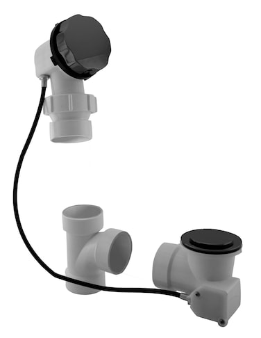 Westbrass Sch 40 PVC 27 in Cable Drive Bath Waste  Ball Joint Head Matte Black D50P27BJ62