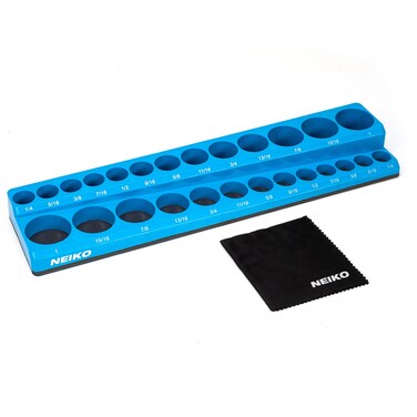 NEIKO 03972A Magnetic Socket Holder 38 Drive 14 to 1 SAE Shallow  Deep Sockets Tray Standard Socket Set Organizer Socket Organizers for Toolboxes Trays Scratch Free High Visibility