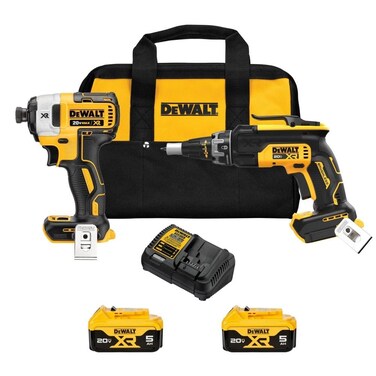 DEWALT 20V MAX XR Drywall Screw Gun and Impact Driver Power Tool Combo Kit 2 Batteries and Charger Included DCK268P2