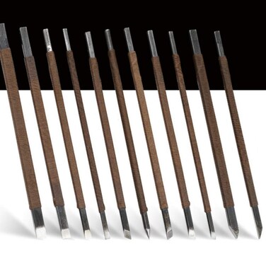 Yarrkc Stone Carving Tools 11 Pcs Stone Seal Craft Engraving Wood Carving Tools GraversChiselsKnife Set with Bag