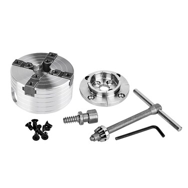 NAGU 10600 1 X 8TPI Direct Thread Wood Turning Chuck with 2Jaw Set and Woodscrew and TBar WrenchWood Turning Chuck with 2Jaw Set