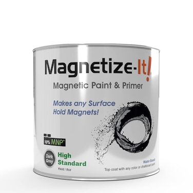 MagnetizeIt Magnetic Paint and Primer  High Standard Yield  Black 8 oz MIHYD2186