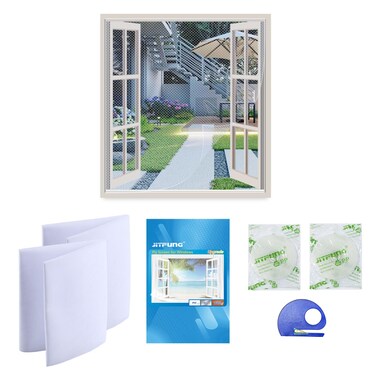 JITFUNG DIY Window Screen Net3 Packs 13m x 155m with 3 Rolls SelfAdhesive Tapes Suitable for Multiple Windows White20 pro