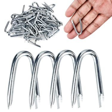 AccEncyc Steel Wire Fencing Staples 50Pcs Wire Staples Galvanized Fencing Staples U Shaped Nails 114 Fence Post Staples for Wire Mesh  Woven Fencing