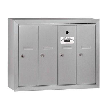 Salsbury Industries Aluminum 3504ASU Surface Mounted Vertical Mailbox with 4 Doors and USPS Access