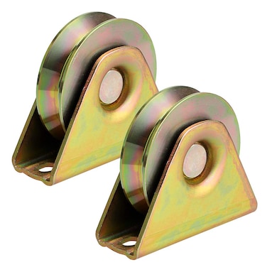 Skelang 2 Pcs 3 Sliding Gate Wheels V Groove Caster Heavy Duty Rigid Caster with Bracket for V Track Rail Rolling Driveway Gate Industrial Machine Heavy Door Total Loading Capacity 1300 Lbs