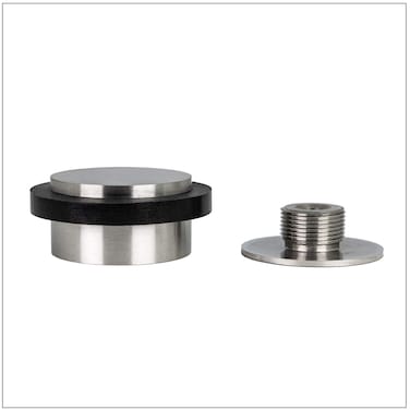 EVI Herrajes  Door Stop  09 X 177  Adhesive Dual Installation or Threaded Base  Satin Matt INOX Finish  Black Natural Silicone Rubber  Includes Screw  Fixing Plug  Mod I103DUALMT
