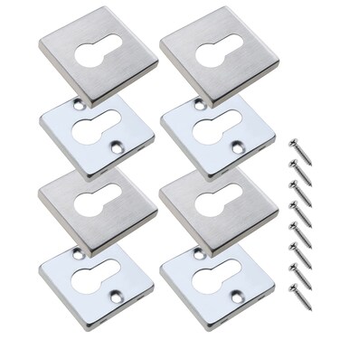 Create idea 4 Pairs of Square Keyhole Cover Escutcheons with 8Pcs Fixing Screws Silver 304 Stainless Steel 53x53x09mm