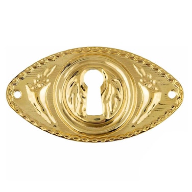UNIQANTIQ HARDWARE SUPPLY Oblong Stamped Brass Keyhole Cover Antique Reproduction  E5